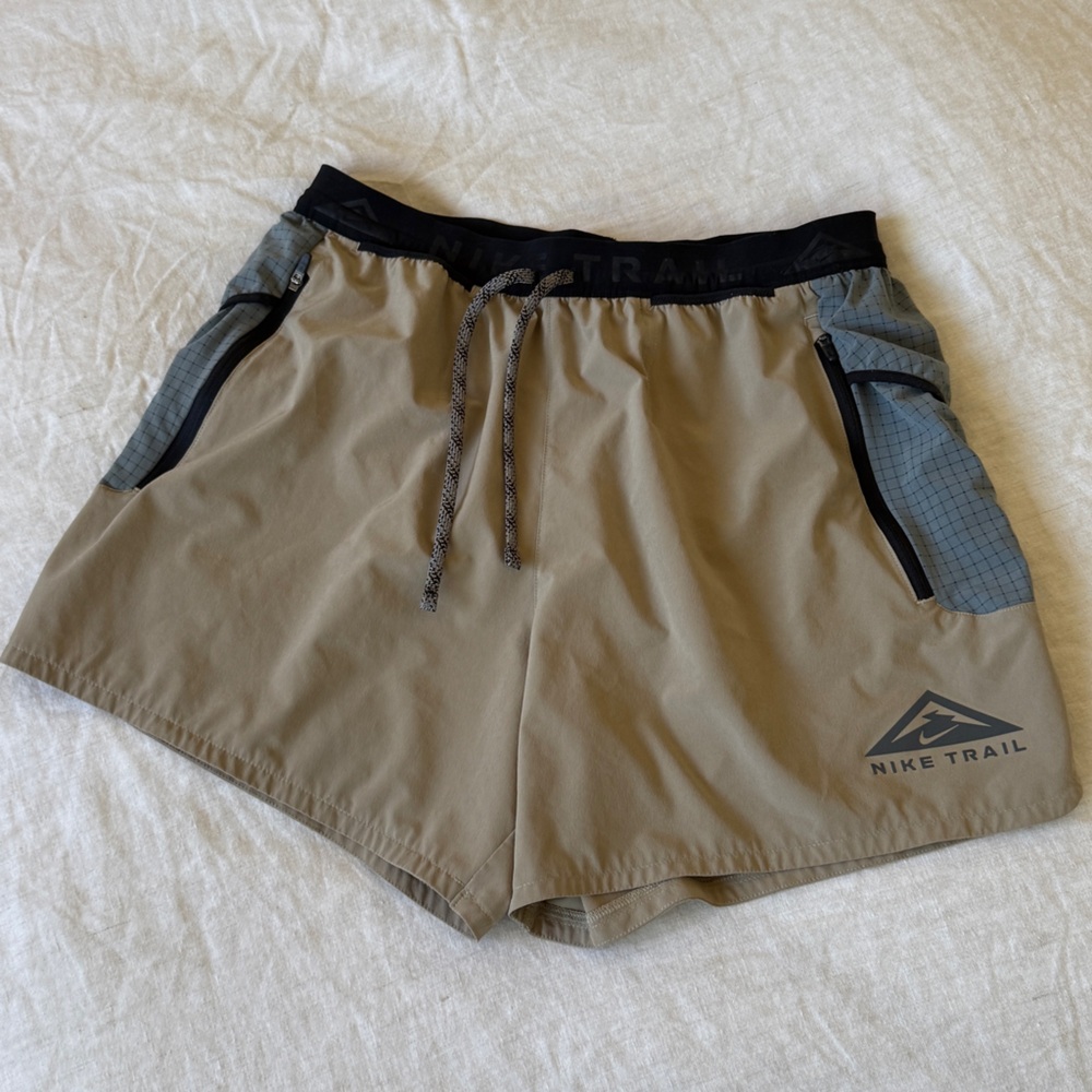 Nike Trail Beige and Black Running Shorts